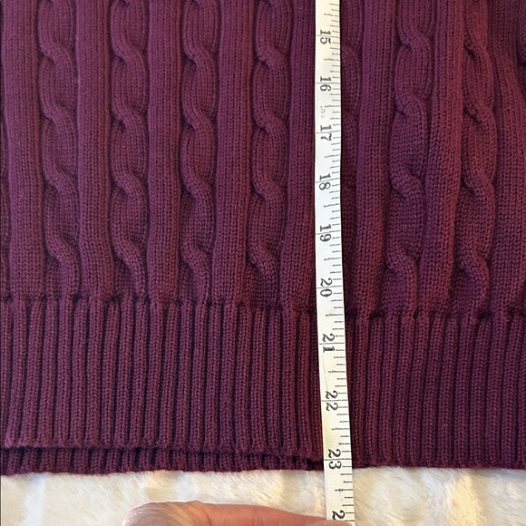 Polo by Ralph Lauren Kimberly Cable Knit Burgundy V-Neck Sweater Women's XL - Picture 6 of 8